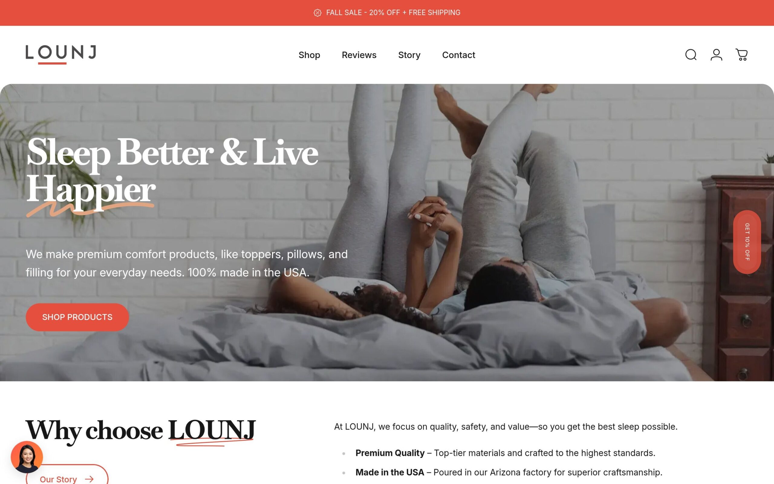 LOUNJ Bedding website designed by Mathias Designs