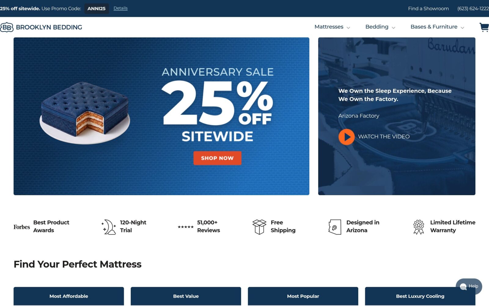 Brooklyn Bedding website designed by Mathias Designs
